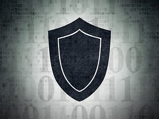 Image showing Privacy concept: Shield on Digital Paper background