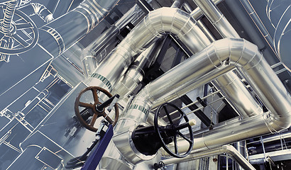 Image showing Equipment, cables and piping as found inside of a modern industr