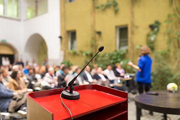 Image showing Female speaker at Business Conference.