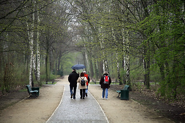 Image showing Walking in the rain