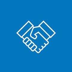 Image showing Handshake and successful real estate transaction line icon.