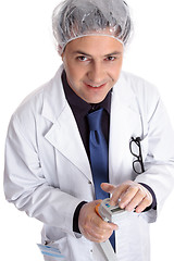 Image showing Medical doctor scientist with electronic pipettor