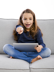 Image showing Little girl with a tablet
