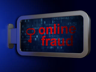 Image showing Security concept: Online Fraud and Key on billboard background