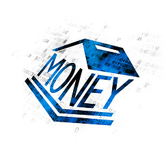 Image showing Currency concept: Money Box on Digital background