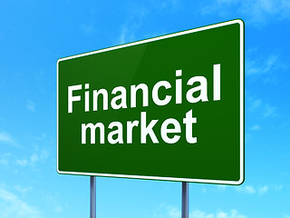 Image showing Money concept: Financial Market on road sign background