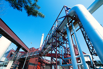 Image showing Blue toned interior industrial background.