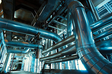 Image showing Blue toned interior industrial background.