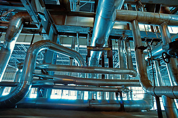 Image showing Blue toned interior industrial background.