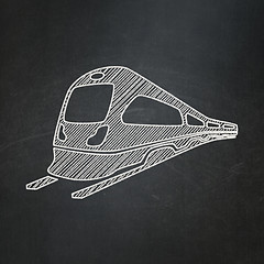 Image showing Travel concept: Train on chalkboard background