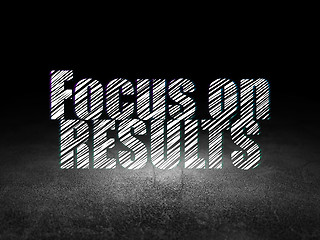 Image showing Finance concept: Focus on RESULTS in grunge dark room