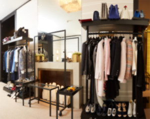 Image showing Blurred clothing boutique interior background 