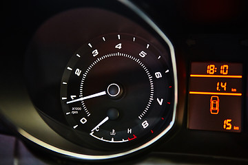 Image showing Car Dashboard. Image of illuminated car dashboard.