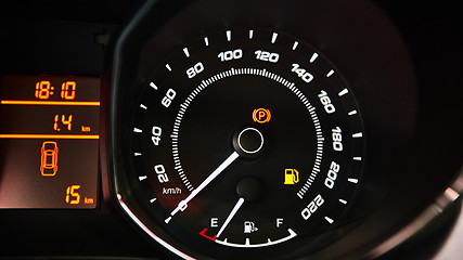 Image showing Car Dashboard. Image of illuminated car dashboard.