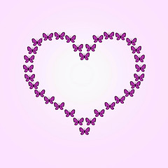 Image showing Heart shaped butterfly flight, pink and black butterflies. Raste