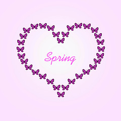 Image showing Heart shaped butterfly flight, pink and black butterflies with w