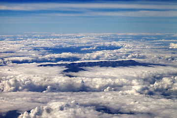 Image showing Top view on clouds and mountains