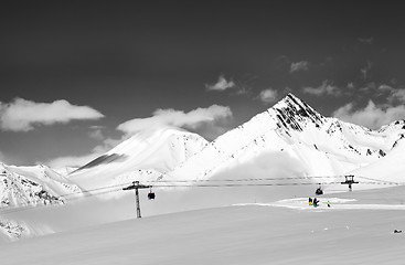 Image showing Ski resort at nice sun day. Selective color.