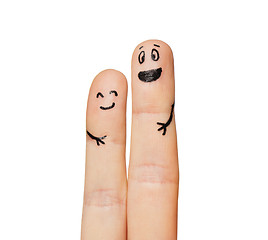 Image showing close up of two fingers with smiley faces