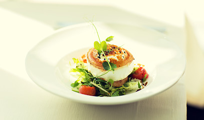 Image showing close up of halloumi cheese salad at restaurant