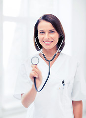 Image showing female doctor with stethoscope