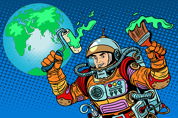 Image showing green Earth ecology astronaut