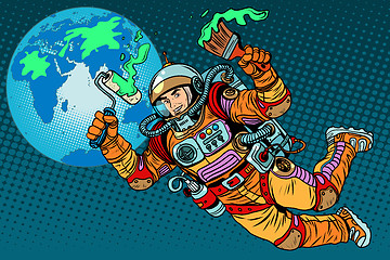 Image showing green Earth day ecology astronaut