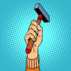 Image showing Hand with hammer vector illustration