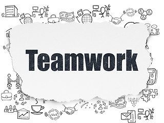 Image showing Finance concept: Teamwork on Torn Paper background