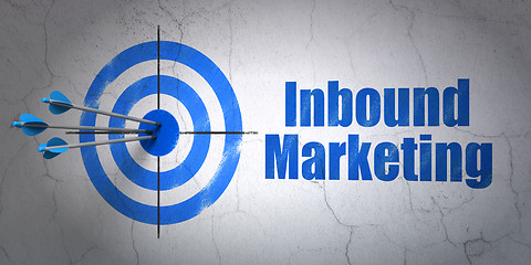 Image showing Advertising concept: target and Inbound Marketing on wall background