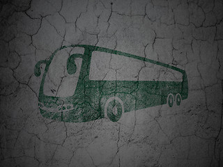 Image showing Tourism concept: Bus on grunge wall background