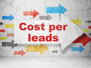 Image showing Business concept: arrow with Cost Per Leads on grunge wall background