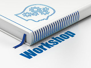 Image showing Studying concept: book Head With Gears, Workshop on white background