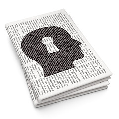 Image showing Studying concept: Head With Keyhole on Newspaper background