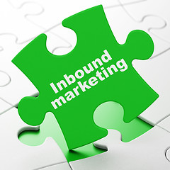 Image showing Advertising concept: Inbound Marketing on puzzle background