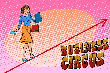Image showing Businesswoman acrobat business circus