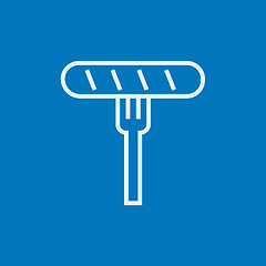 Image showing Sausage on fork line icon.