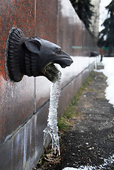 Image showing Decorative architecture detail with frozen water