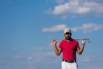 Image showing handsome middle eastern golf player portrait at course