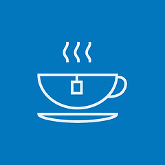 Image showing Hot tea in cup line icon.