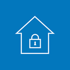 Image showing House with closed lock line icon.