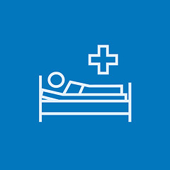 Image showing Patient lying on bed line icon.