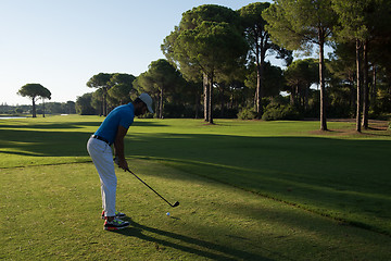 Image showing golf player hitting shot