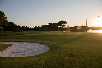 Image showing golf course on sunset