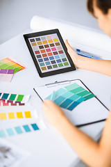 Image showing woman working with color samples for selection