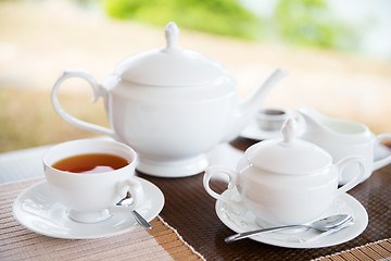 Image showing close up of tea service at restaurant or teahouse