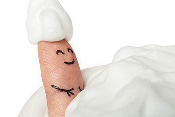 Image showing close up of one finger with bath foam