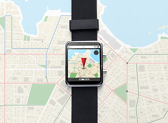 Image showing close up of smart watch with gps navigator map