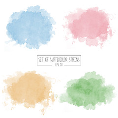 Image showing Set of color vector watercolor stains