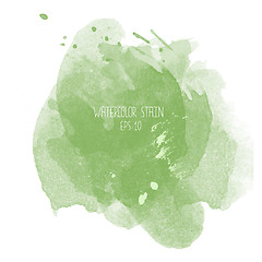 Image showing Green watercolor stain on white background